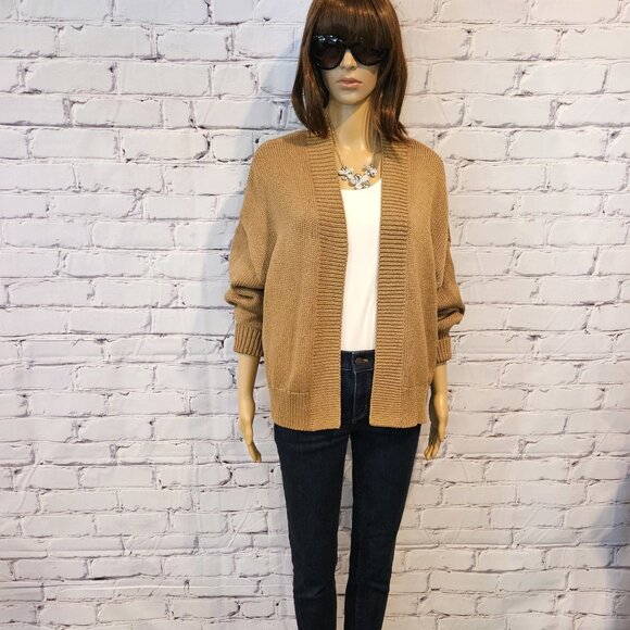 BANANA REPUBLIC,  open front chunky cotton cardigan in iced latte beige - Picture 2 of 11